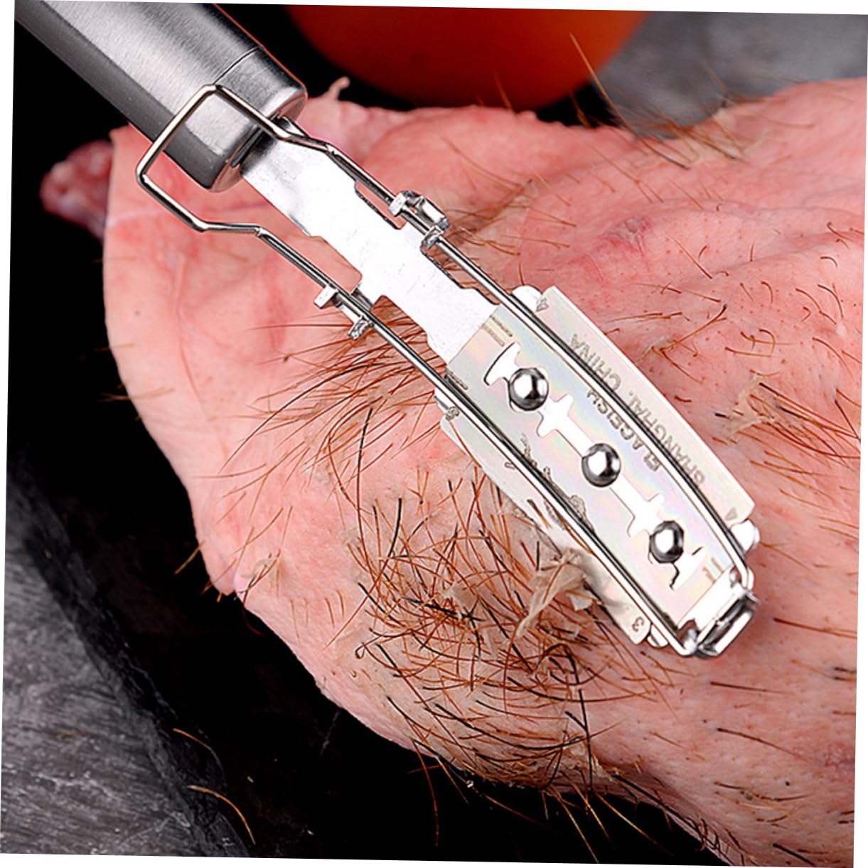 4 Pcs Stainless Steel Razor Holder & Hair Remover Tool for Kitchen Meat Prep