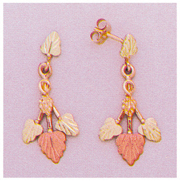 10kt Solid Gold Three-Tone Leaf Stud Dangle Earrings Set - Red & Green Leaf Design for Women | Perfect for Holidays, Parties & Everyday Wear