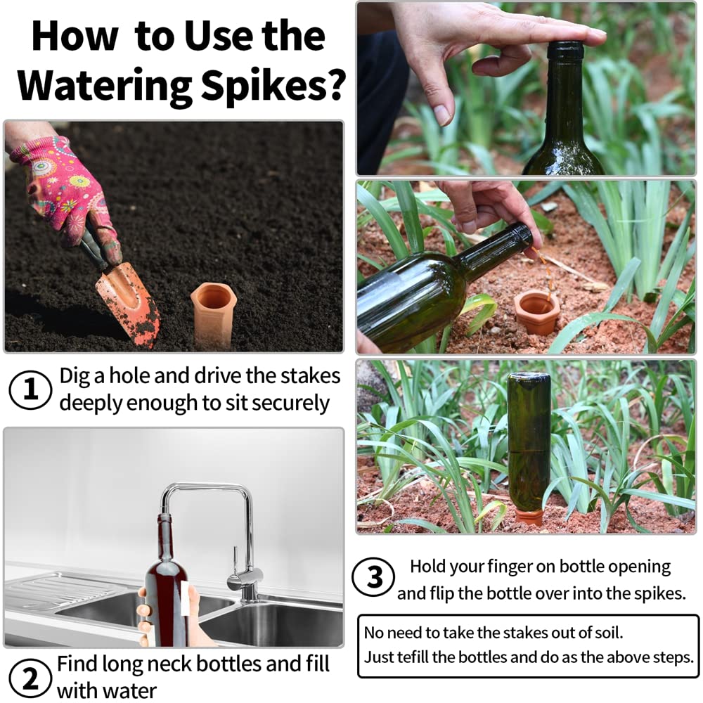15-Pack Automatic Plant Watering Spikes - Self Watering System for Potted Plants Indoor & Outdoor - Vacation Plant Care Solution for Home, Office & Garden Use