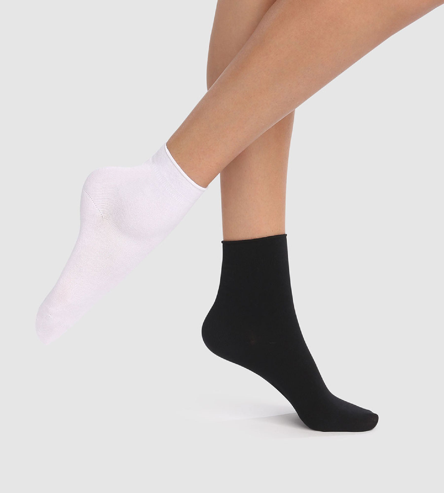 2 Pairs Women's Black & White Modal Socks - Soft & Breathable for Everyday Comfort - Perfect for Workouts, Yoga & Casual Wear