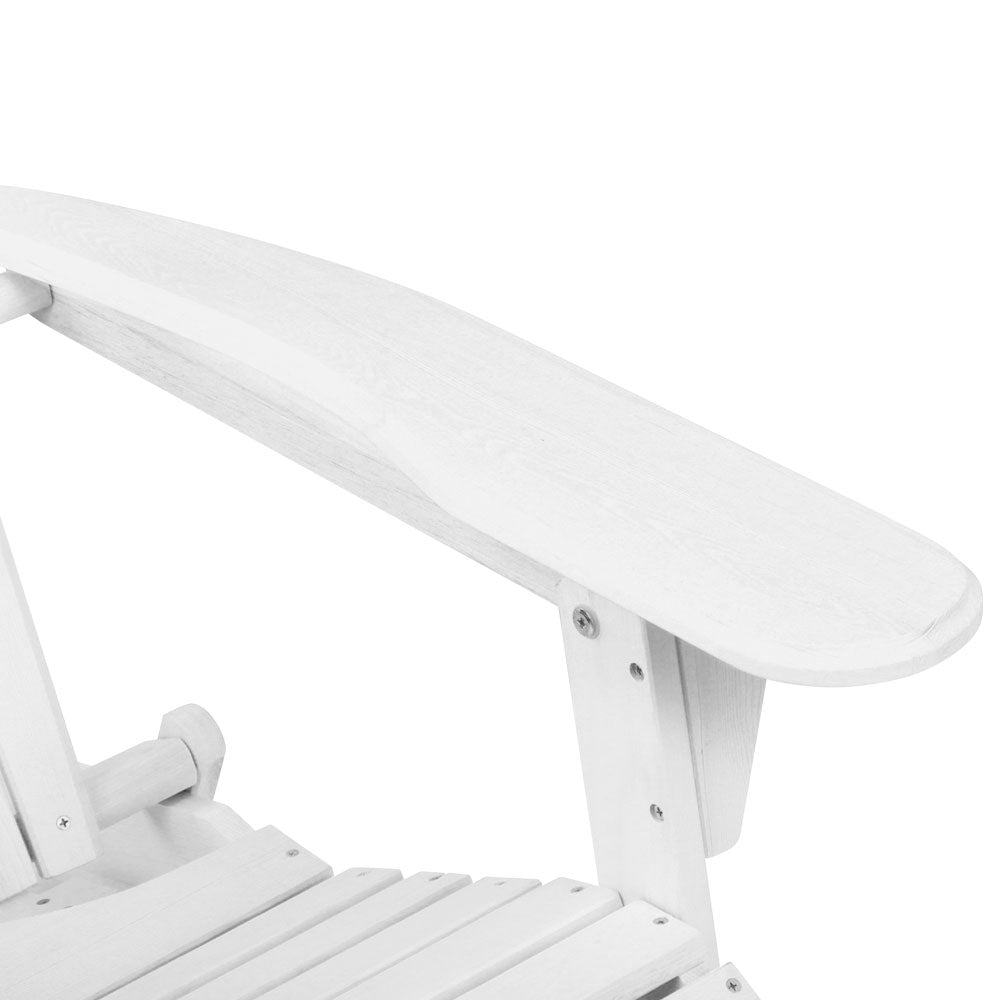 Premium Adirondack Outdoor Chairs - Solid Wood Foldable Sun Lounger for Patio, Garden, Poolside & Backyard - Comfortable White Weather-Resistant Patio Furniture for Relaxing & Sunbathing