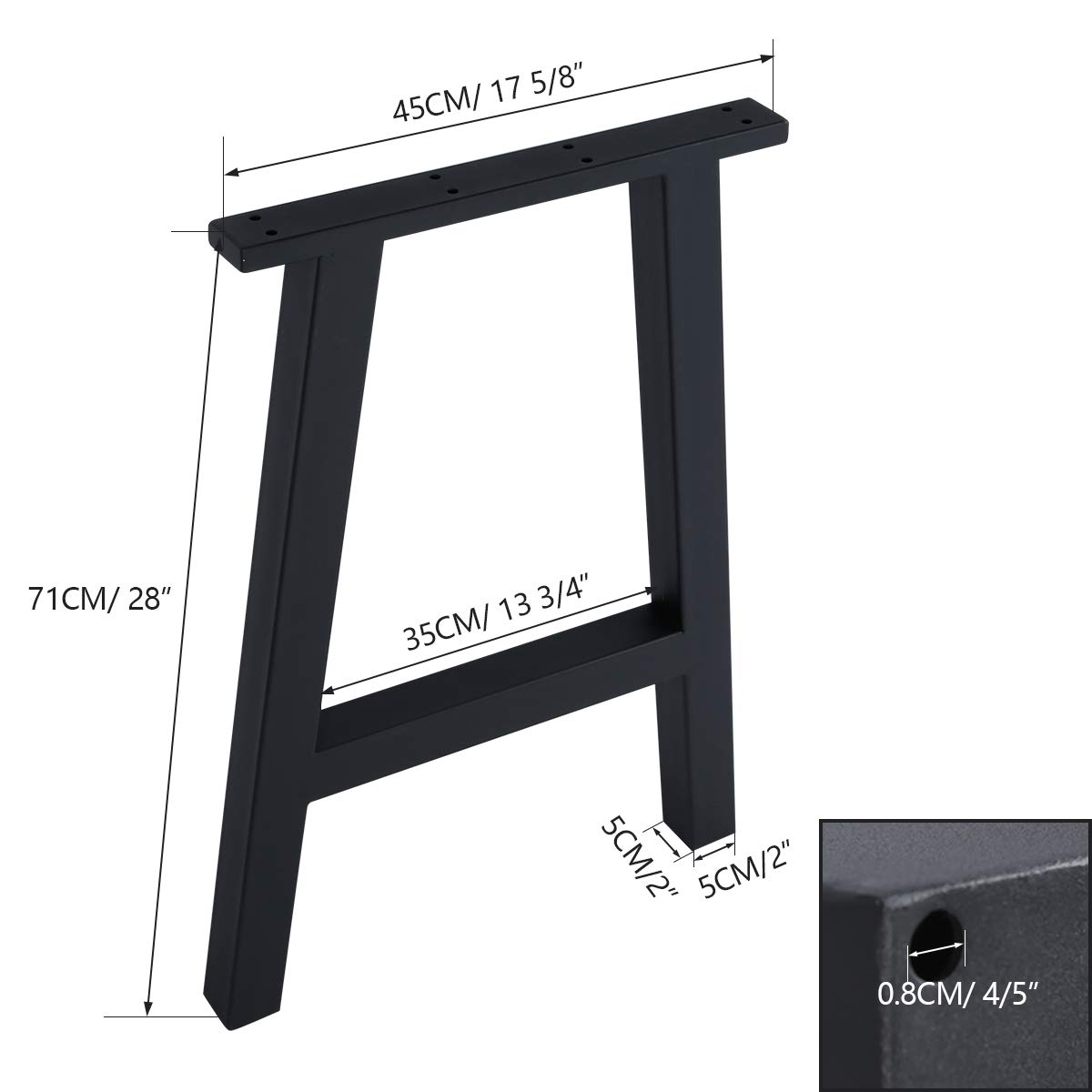 Heavy Duty 28 Inch Metal Table Legs Set of 2 - Industrial Black DIY Furniture Legs for Dining Tables, Coffee Tables & Workbenches | Sturdy Support for Home & Office Use