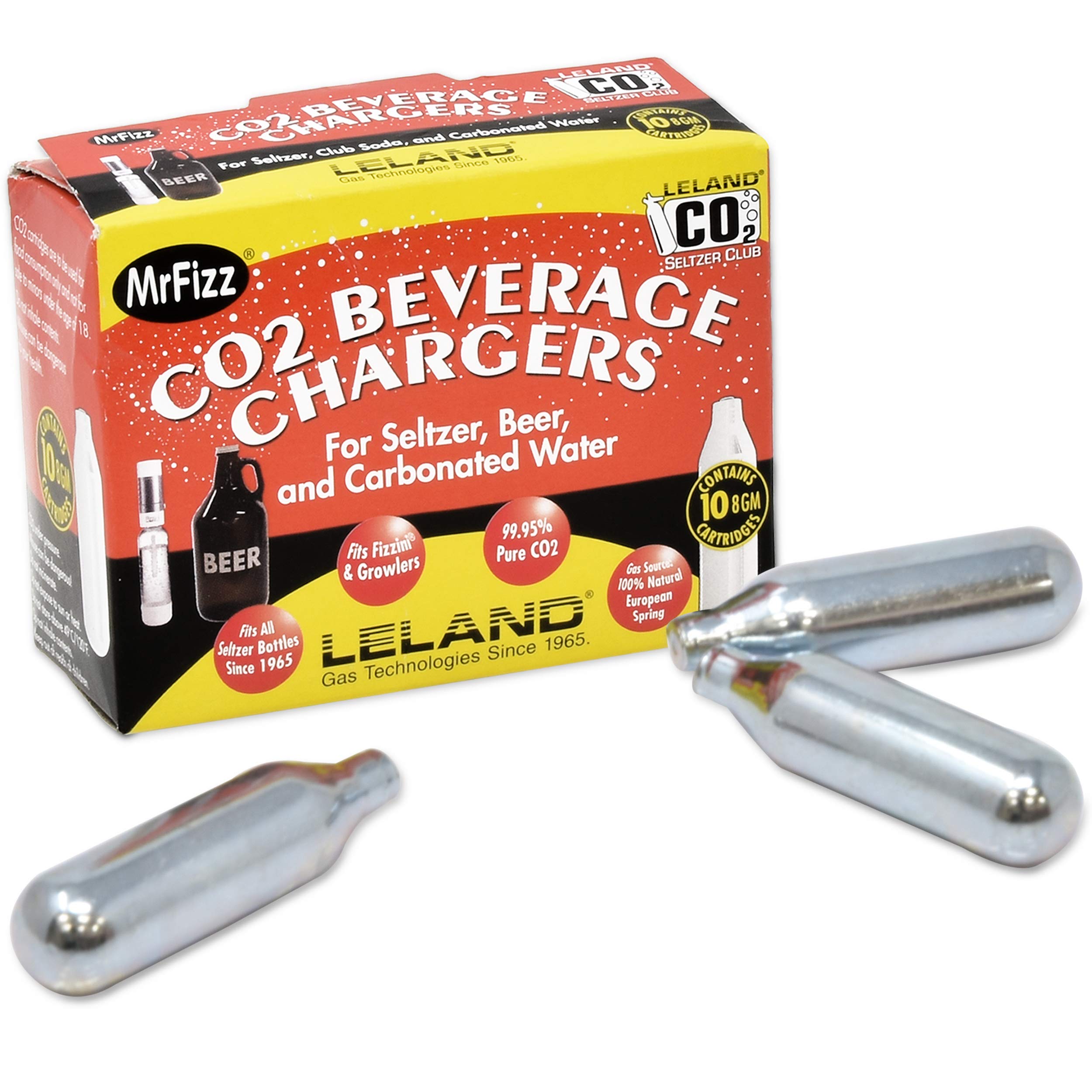 120 Leland Mr Fizz 8 Gram Soda Chargers - Premium CO2 Cartridges for Carbonating Drinks, Seltzer & Home Brewing - Perfect for Soda Makers, Sparkling Water & Cocktail Making