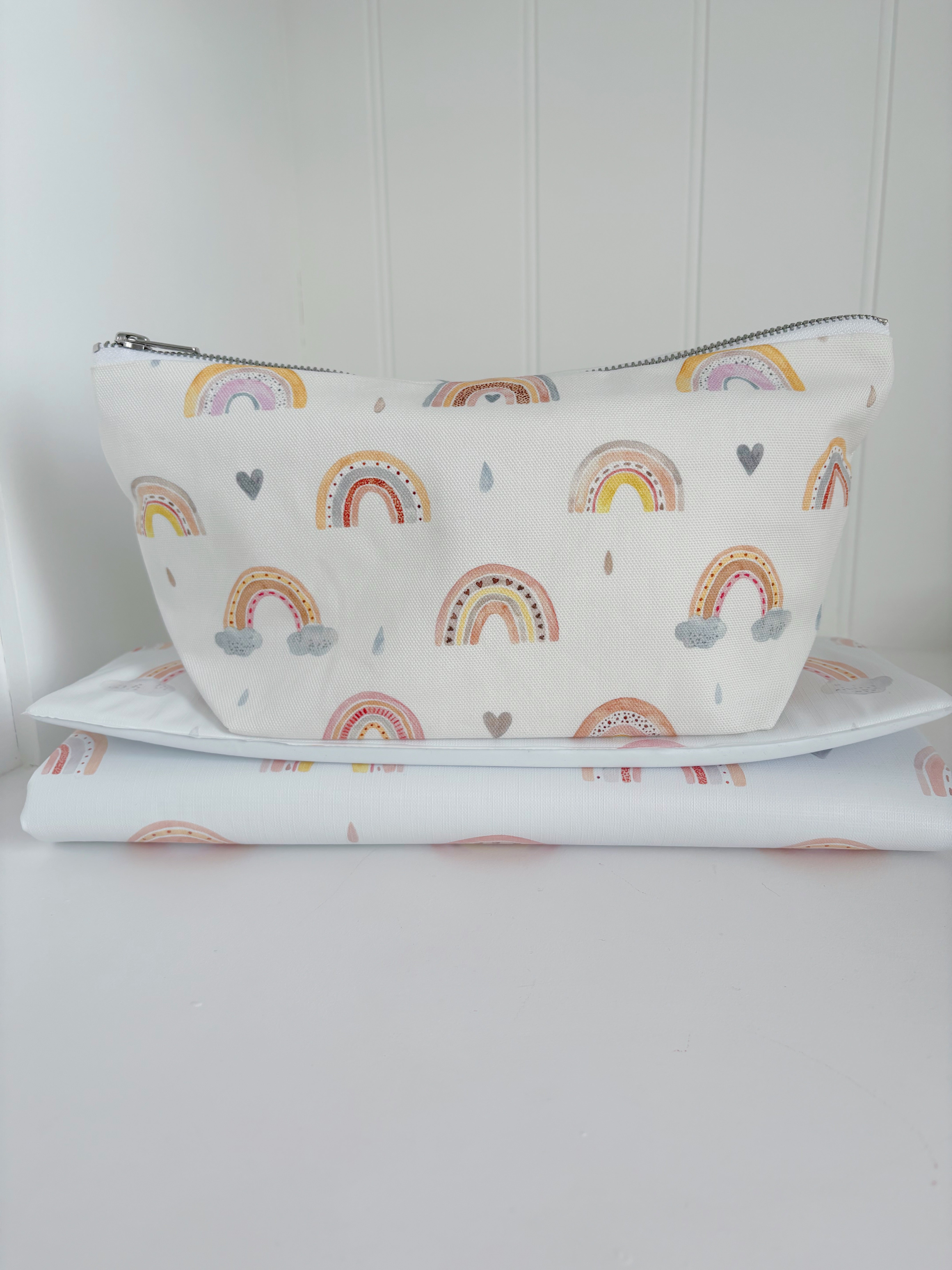 Beau Rainbow Print Baby Diaper and Wipes Pouch - Perfect for On-the-Go Parents, Travel, and Daycare Essentials