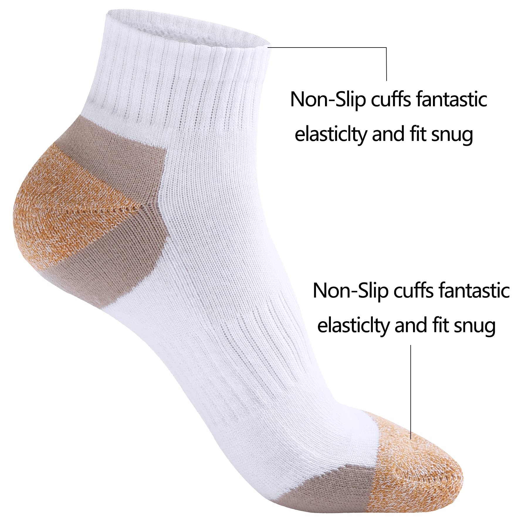 Hepsibah Women's Athletic Ankle Socks - 6 Pack Cotton Running Socks with Thick Cushion for Sports, Workouts & Everyday Comfort - Low Cut Breathable Tab Socks for Jogging, Gym & Casual Wear
