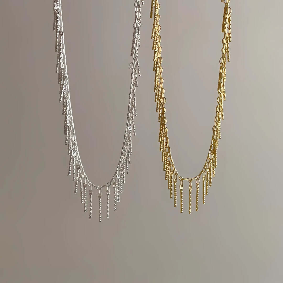 Geometric Tassel Chain Choker Necklace - Trendy Boho Jewelry for Women | X081 | Perfect for Parties, Weddings & Everyday Fashion Accessories