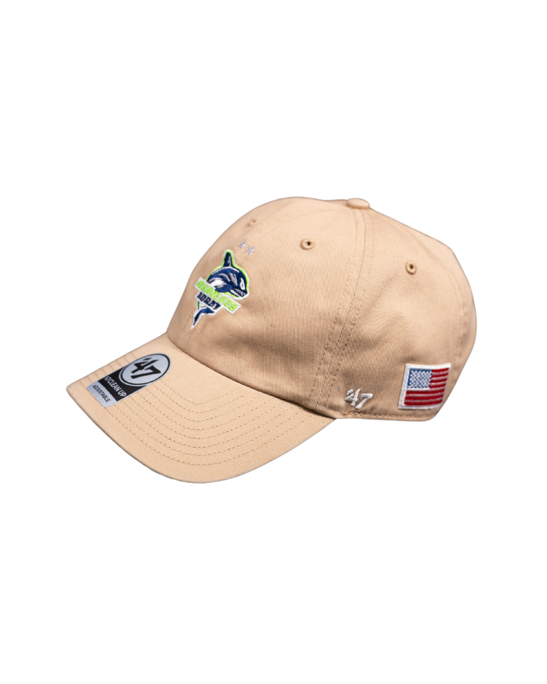 47 Khaki Seawolves Rugby Hat with American Flag - Adjustable Snapback Cap for Men & Women - Perfect for Rugby Games, Outdoor Sports and Patriotic Events