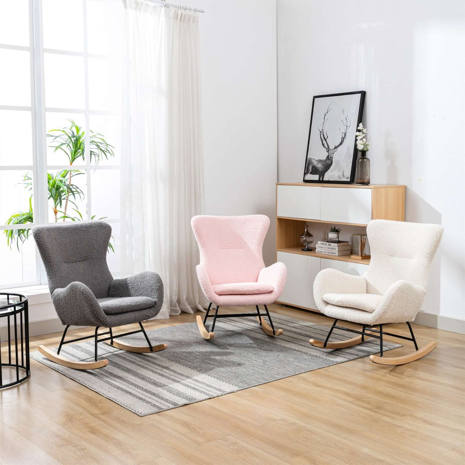 Modern High Back Rocking Chair - Comfortable Lounge Armchair for Living Room, Bedroom & Nursery - Perfect for Relaxing, Nursing & Reading