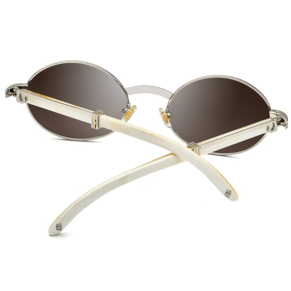 HEPIDEM 100% Genuine Buffalo Horn Handmade Round Sunglasses for Men - Luxury Polarized UV Protection Shades for Outdoor, Driving & Fashion
