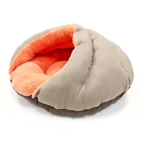 Premium Solid Brown Burger Bed for Dogs - Cozy Pet Bed for Small & Medium Breeds - Perfect for Home, Crate & Travel Use