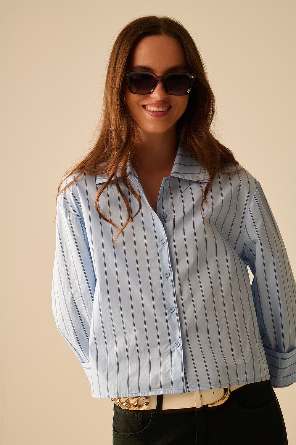 Blue Striped Poplin Short Sleeve Shirt for Men - Casual Summer Wear, Office & Outdoor Activities