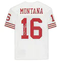 Joe Montana Autographed San Francisco 49ers Jersey - Mitchell & Ness Authentic White NFL Jersey with HOF 2000 Inscription - Perfect for Football Collectors, Sports Memorabilia Fans, and Home Decor