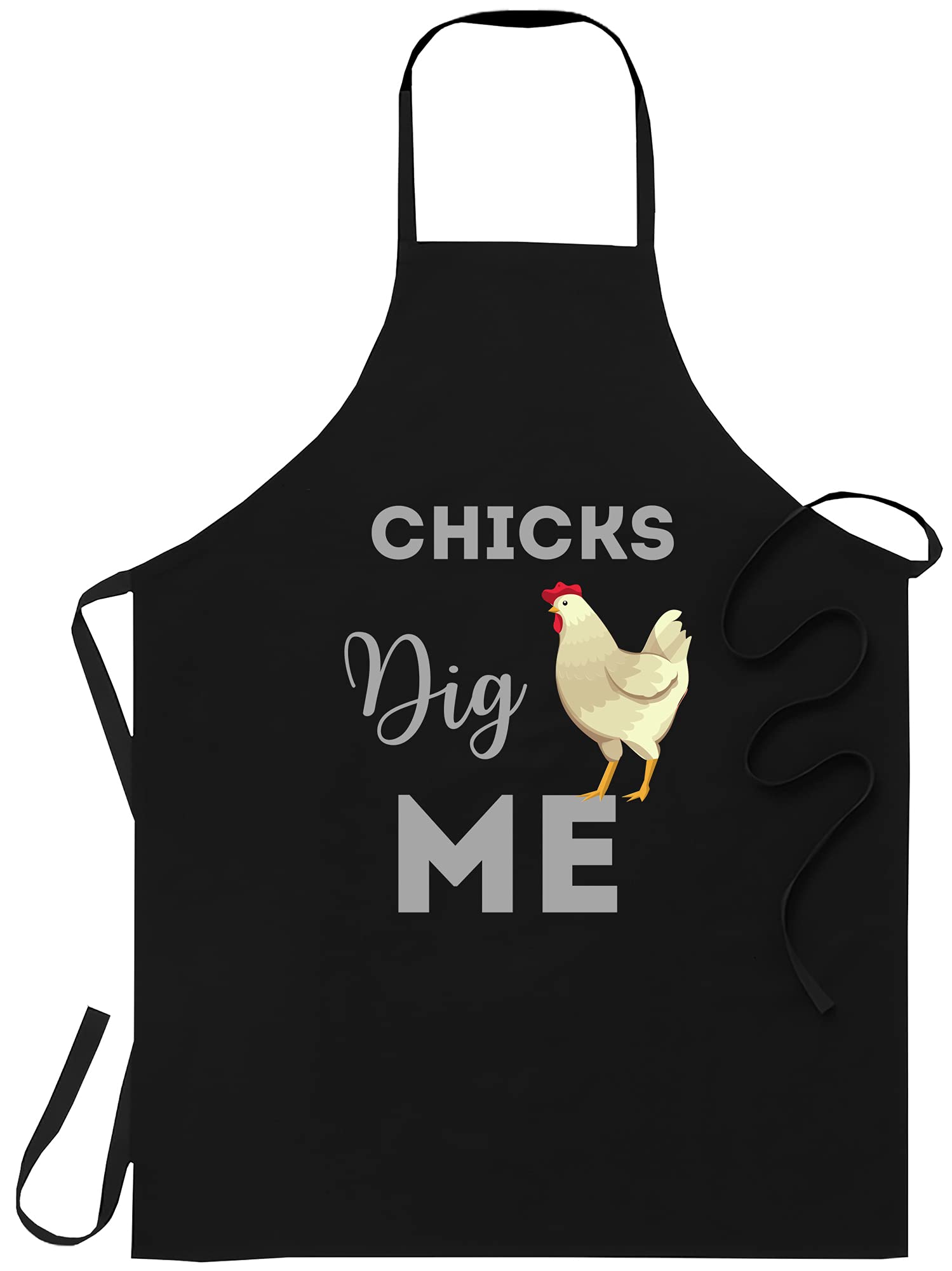 Funny Chicken Farmer Apron - Black Kitchen Cooking Apron for Men & Women - Perfect for BBQ, Grilling, Baking & Farm-Themed Parties