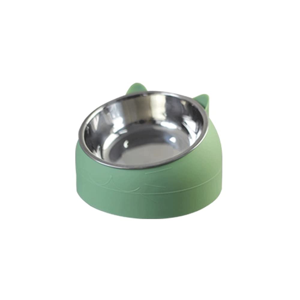 **JOZZY 15° Tilted Stainless Steel Dog & Cat Bowl - 200ML Pet Food & Water Feeder for Puppy & Cat - Ergonomic Neck Support, Durable & Easy Clean - Perfect for Home, Travel & Outdoor Use (Green)**