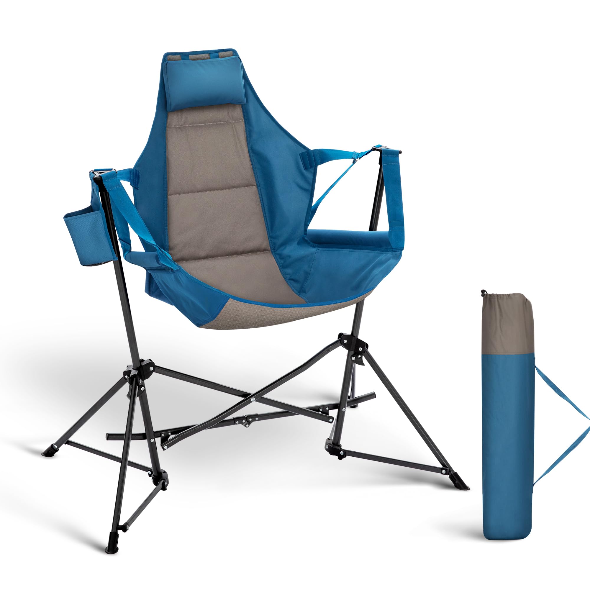 LET'S CAMP Portable Hammock Chair - Lightweight Outdoor Camping Chair for Backpacking, Hiking & Beach - Supports 300lbs (Blue) - Perfect for Relaxing in Nature, Backyard or Travel Adventures