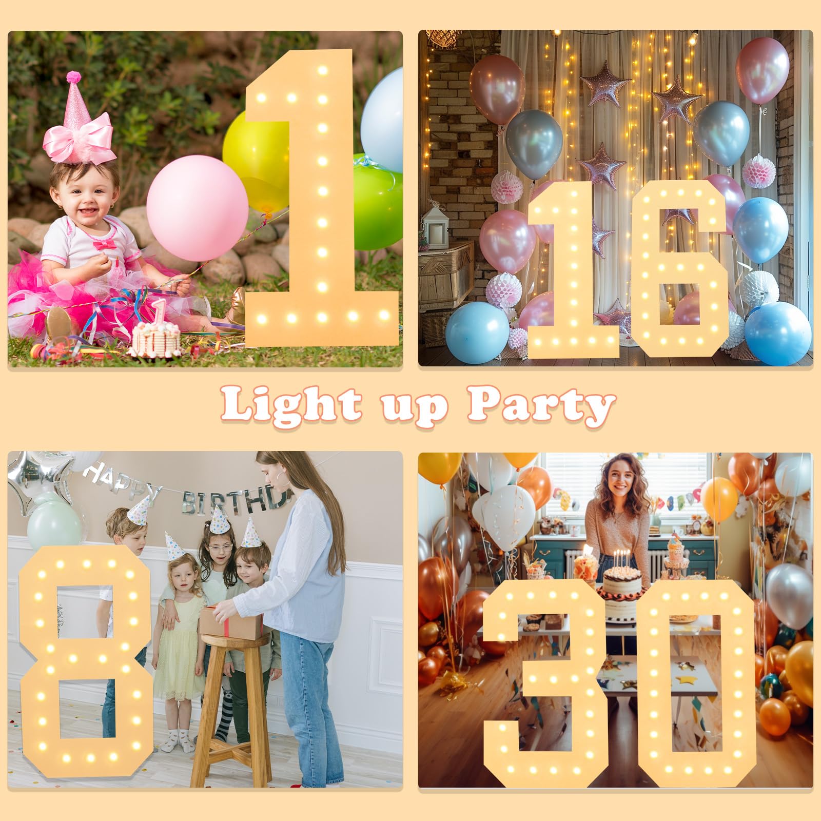 **LOBOOM 4FT Light Up Numbers - Giant Marquee Number 18 for Birthday & Anniversary Decor | Pre-Cut Mosaic Frame | Perfect for 18th Birthday Party Backdrop, Wedding, Graduation & Event Decorations**