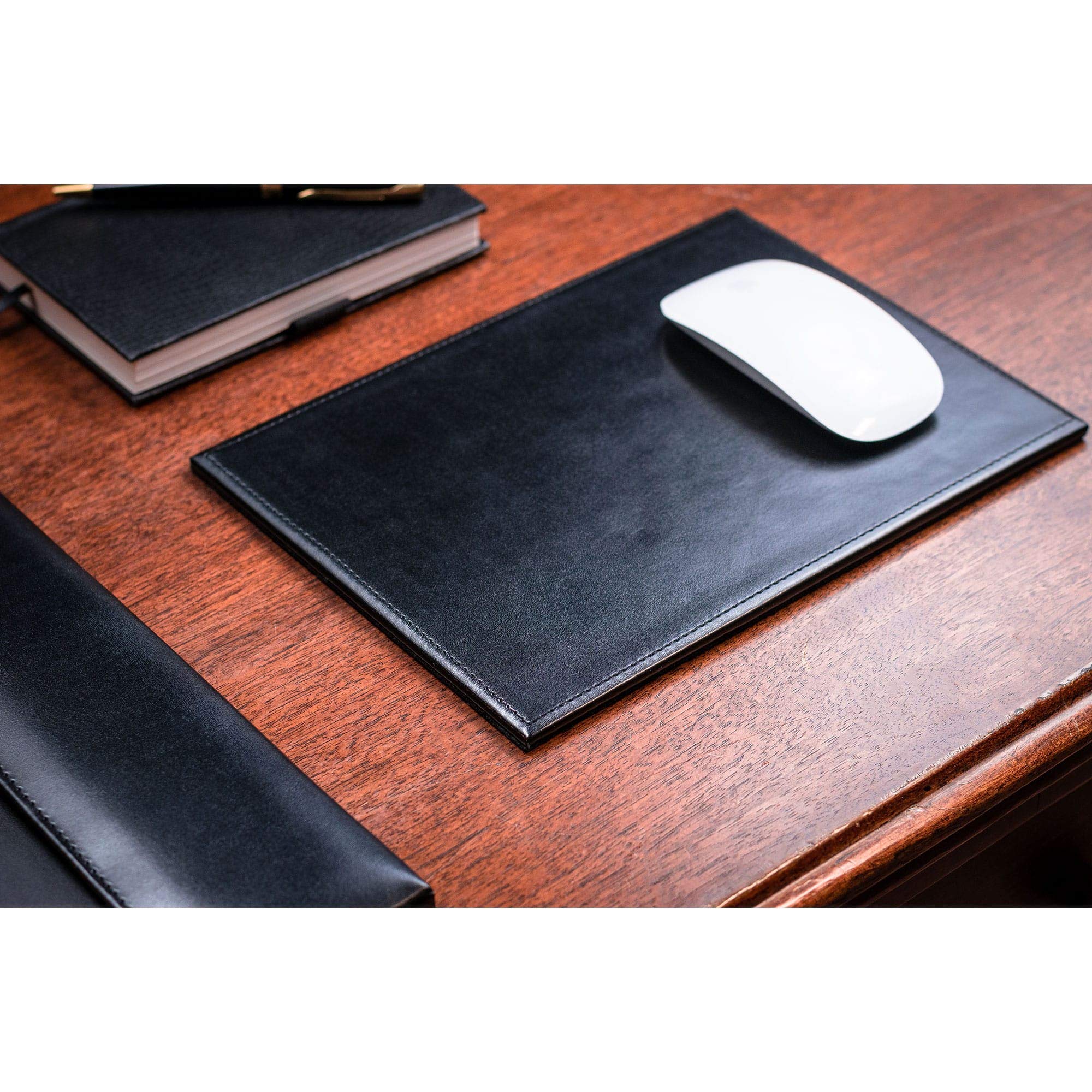 Premium Dacasso Black Bonded Leather Mouse Pad - Non-Slip, Smooth Surface for Gaming & Office Use - Perfect for Computers, Laptops & Workstations