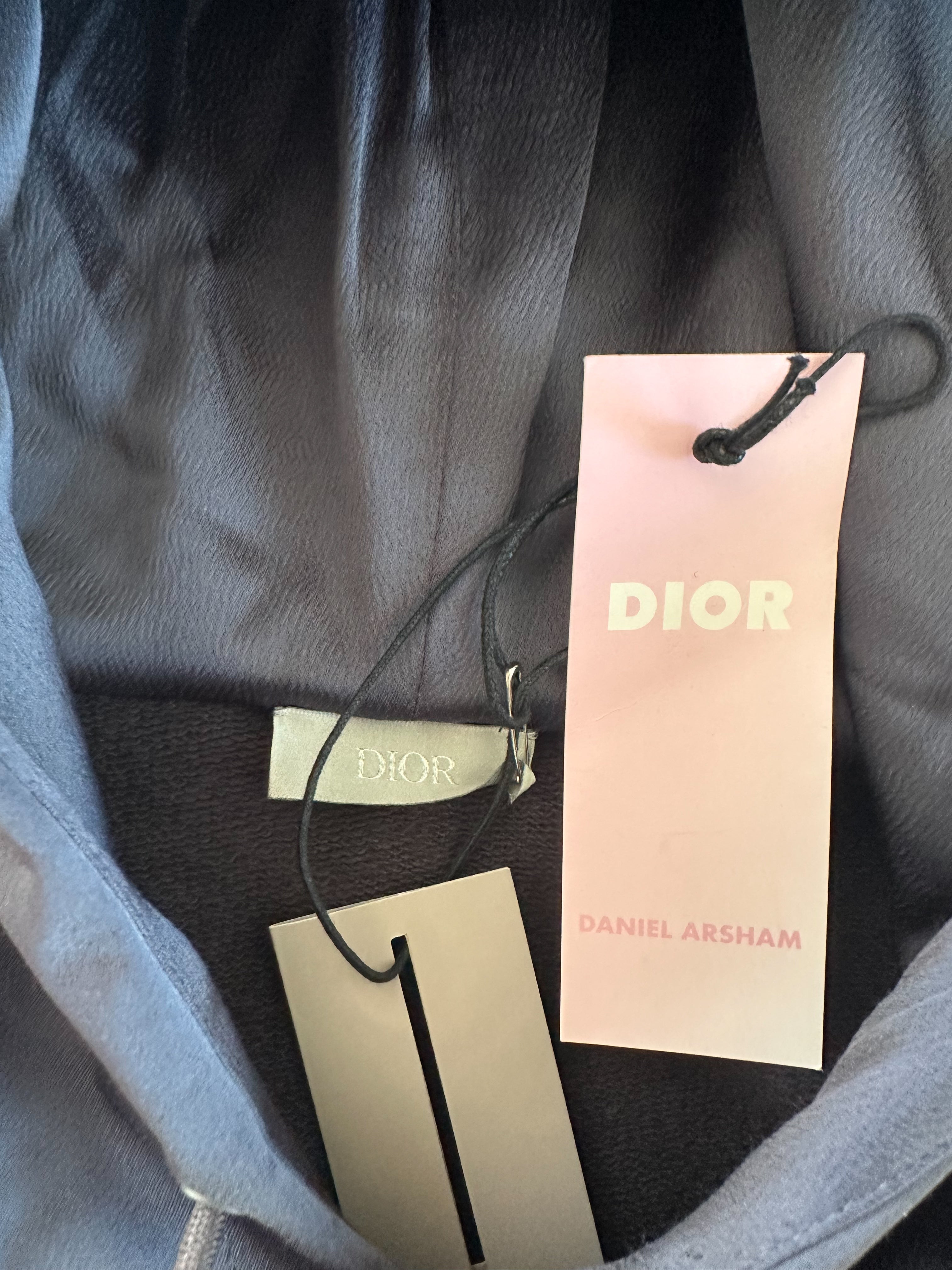 Dior Daniel Arsham Blue Embossed Metallic Logo Hoodie - Men's Luxury Streetwear Fashion for Casual Wear & Urban Style