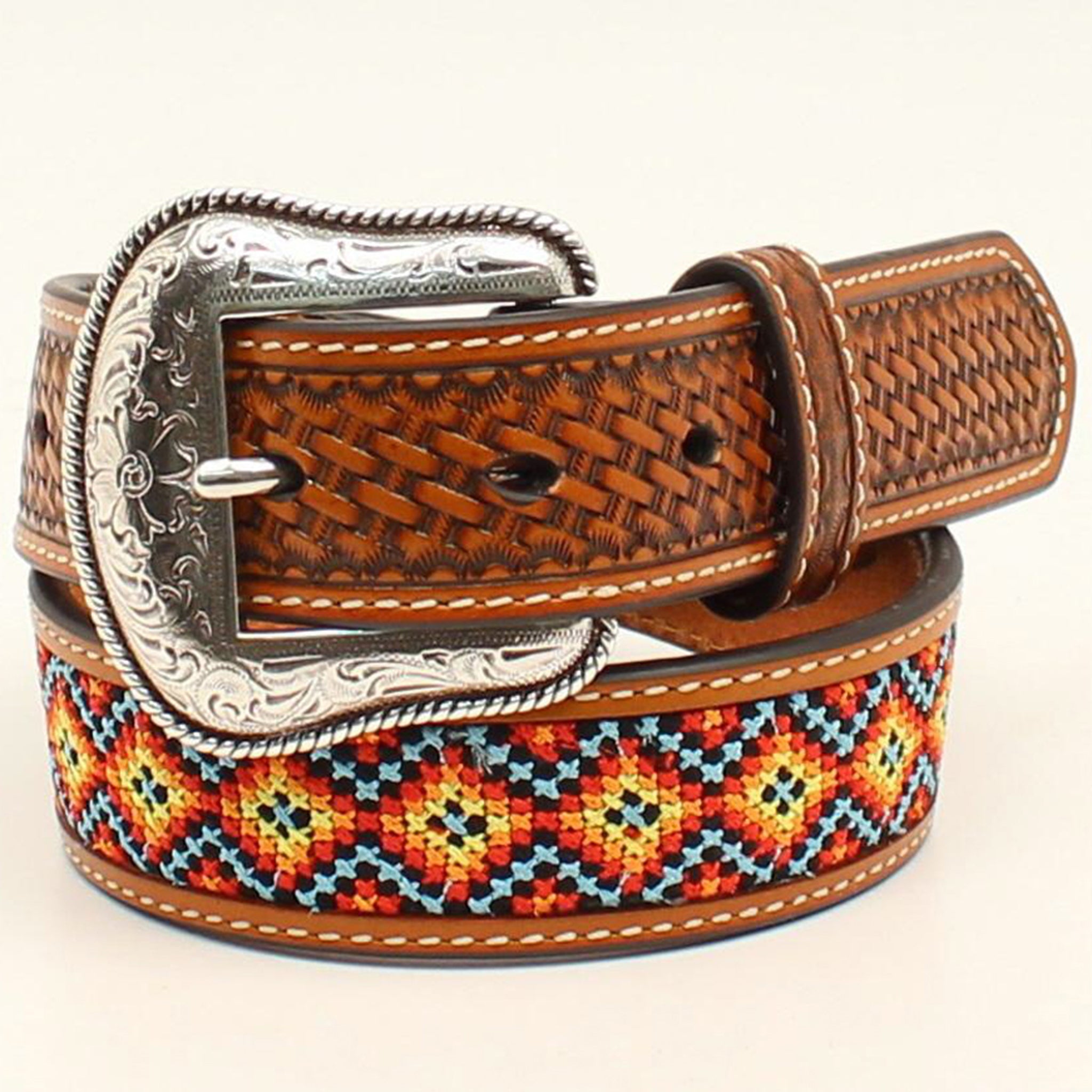 1/4 Inch Multi-Colored Embroidered Fashion Belt for Women | Stylish Waist Accessory for Dresses, Jeans & Outfits