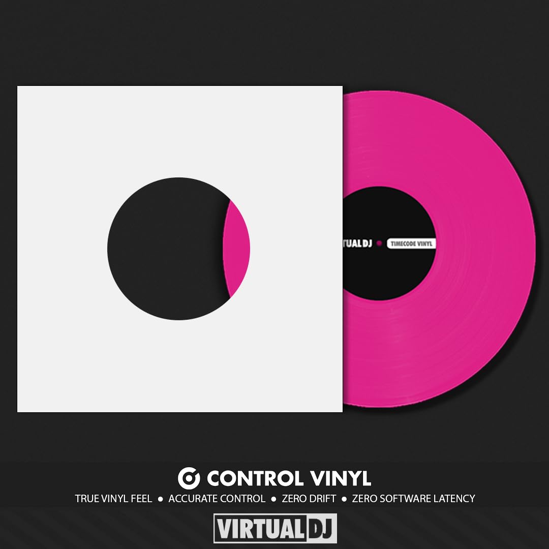 VirtualDJ Timecode Control Vinyl (Pink) - Professional DJ Control Record for Serato, Traktor & Mixxx - Perfect for Club Gigs, Home Studios & Live Performances