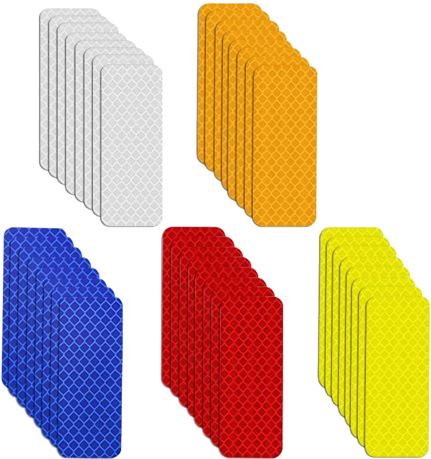 Taicols 40-Piece High Visibility Reflective Stickers - Waterproof Night Safety Warning Decals for Cars, Bikes & Bicycles | Enhanced Nighttime Road Safety for Cyclists, Runners & Emergency Vehicles