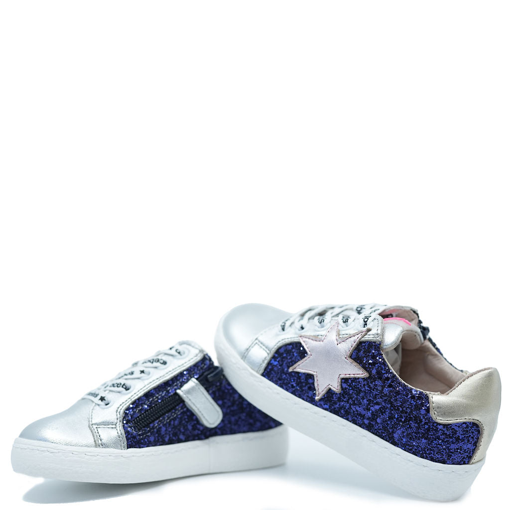 Acebos Navy Glitter Sneakers for Women - Comfortable Sparkly Casual Shoes for Walking, Running, Gym & Everyday Wear