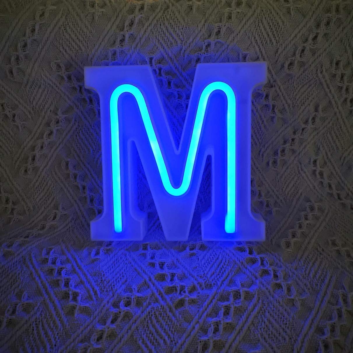 LED Neon Letter Lights - Battery & USB Powered Blue Marquee Sign for Home Decor, Parties, Bars, and Events (Medium Size)