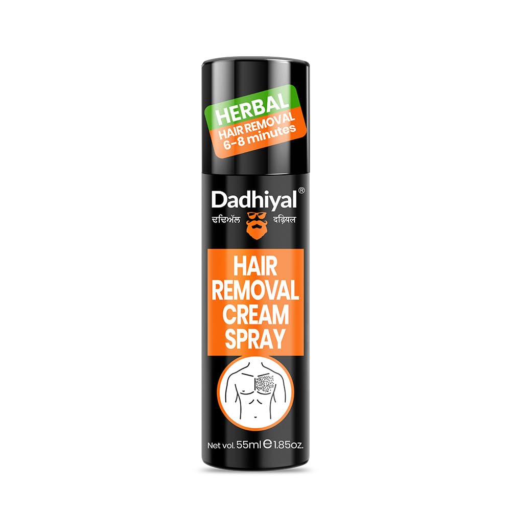 Dadhiyal Hair Removal Cream Spray - Painless & Irritation-Free Depilatory Spray for Chest, Underarms & Legs (55ml) | Quick & Easy Hair Removal at Home for Smooth Skin