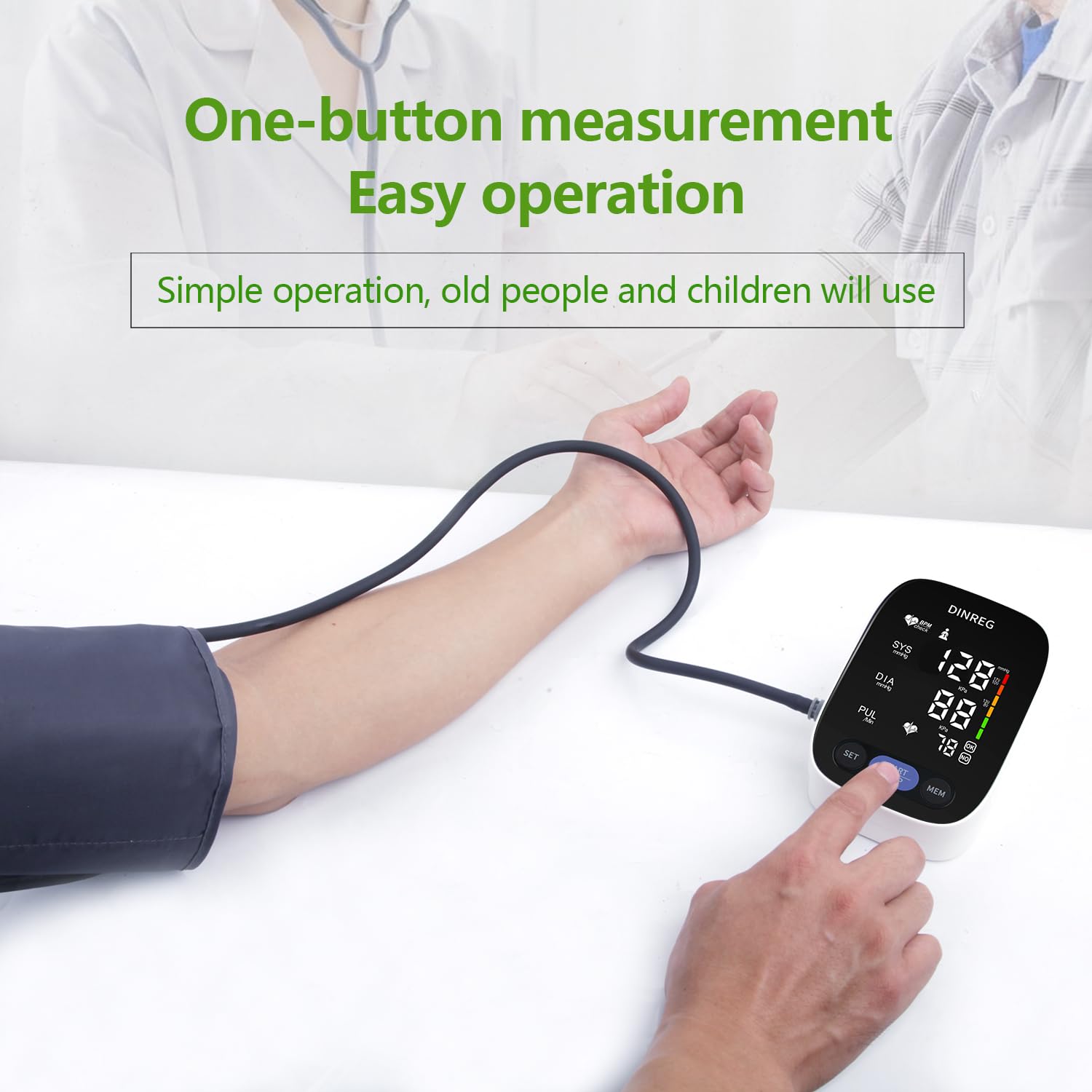 Accurate Upper Arm Blood Pressure Monitor for Home Use - Digital BP Machine with 180 Reading Memory, Adjustable Cuff (8.7
