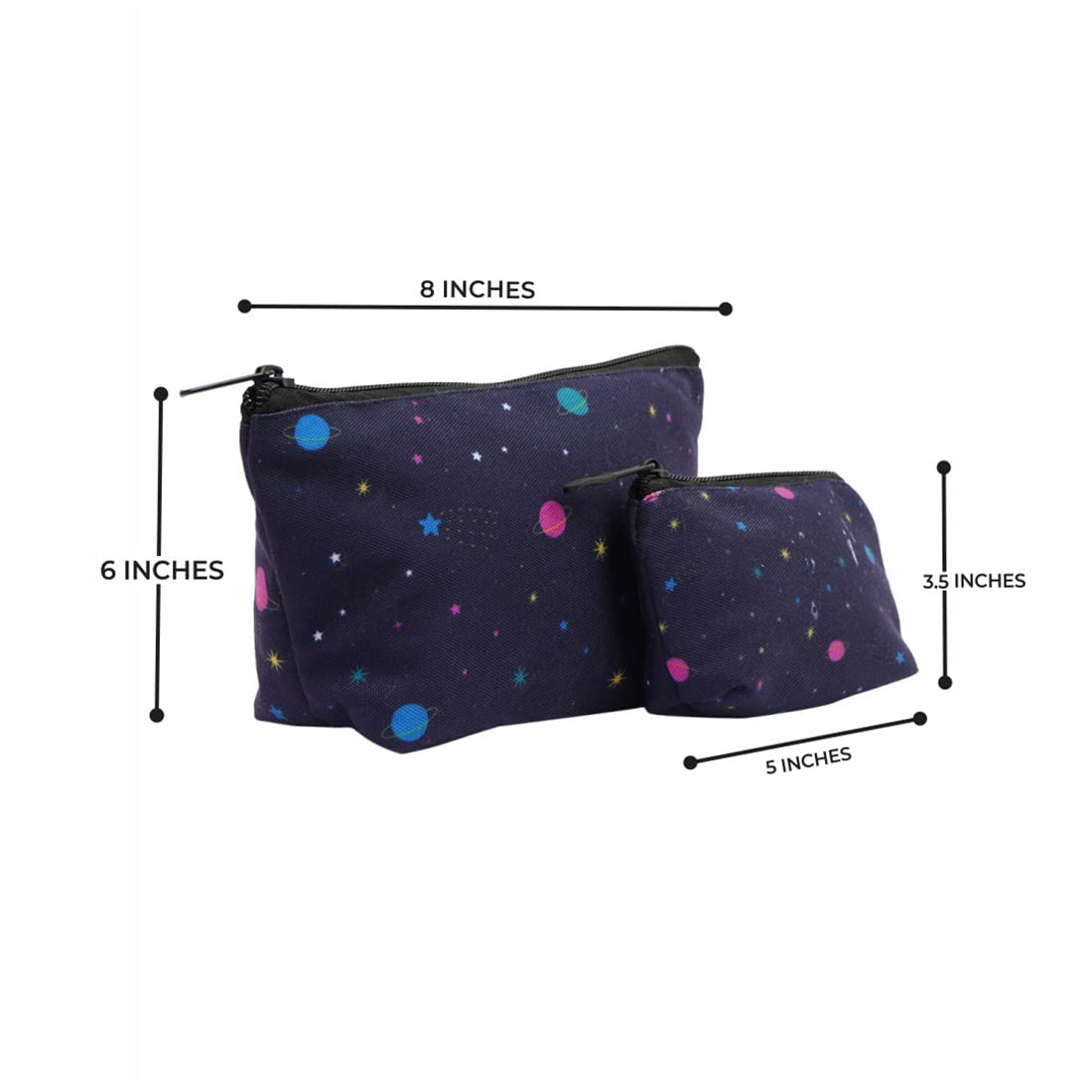 Crazyify Printed Makeup Pouch Set of 2 - Waterproof Cosmetic Bag & Travel Toiletry Organizer for Women | Perfect for Travel, Gym, and Daily Essentials Storage