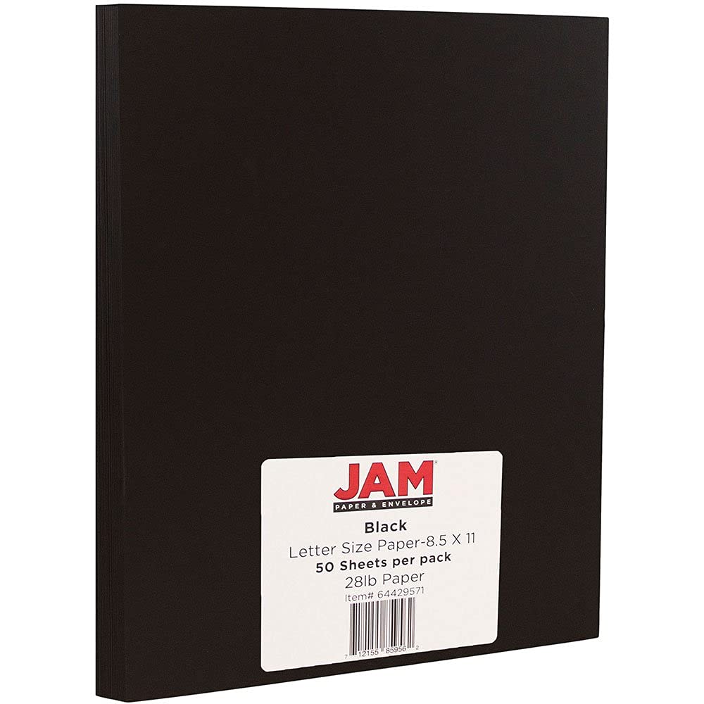 Premium JAM PAPER Matte 28lb Black Cardstock Paper - 8.5