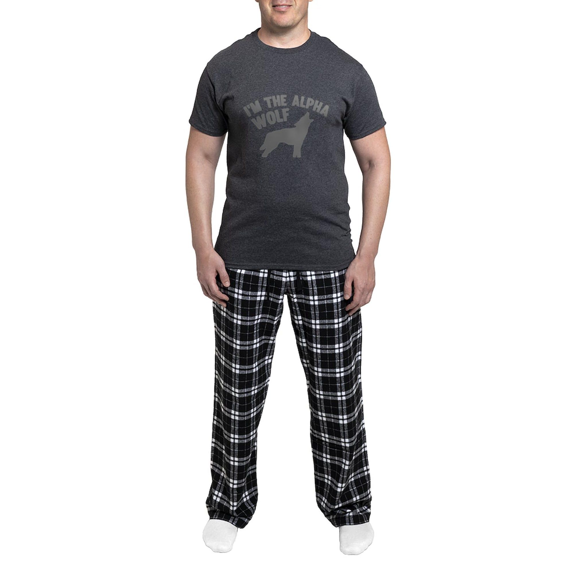 Alpha Wolf Men's Charcoal Pajama Set - Soft Sleepwear for Men with Fun Wolf Design - Perfect for Lounging, Sleepovers & Gift Giving