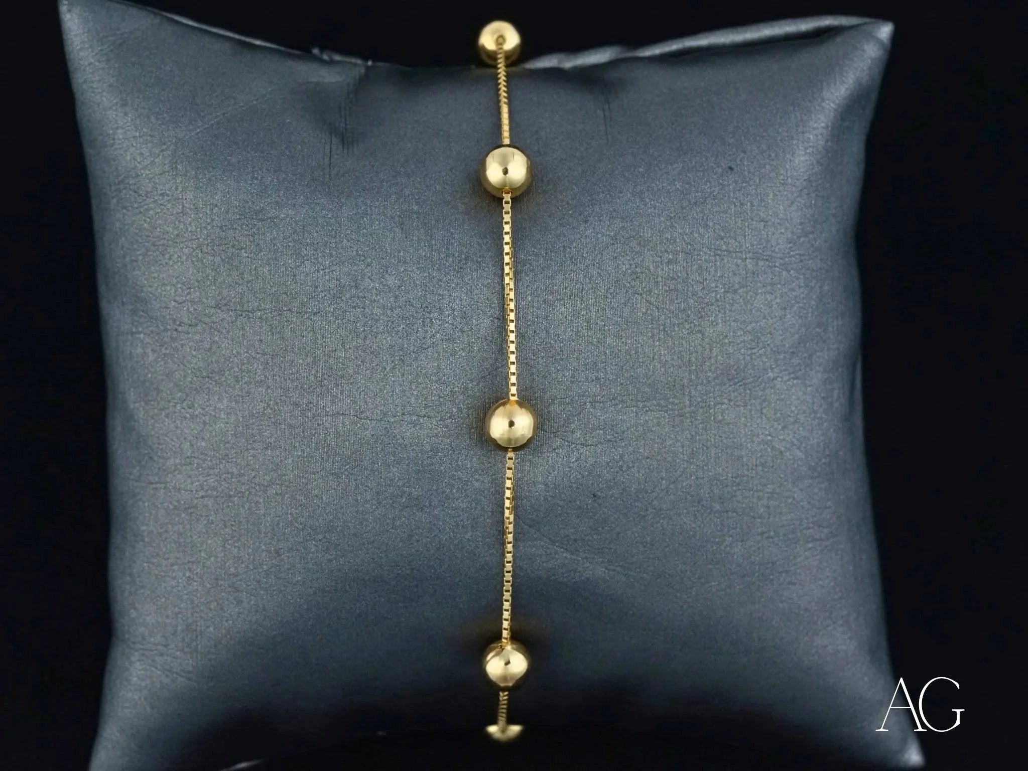 18K Gold Bracelet with Polished Spheres - Elegant & Dainty Jewelry for Women - Perfect for Weddings, Parties & Everyday Wear
