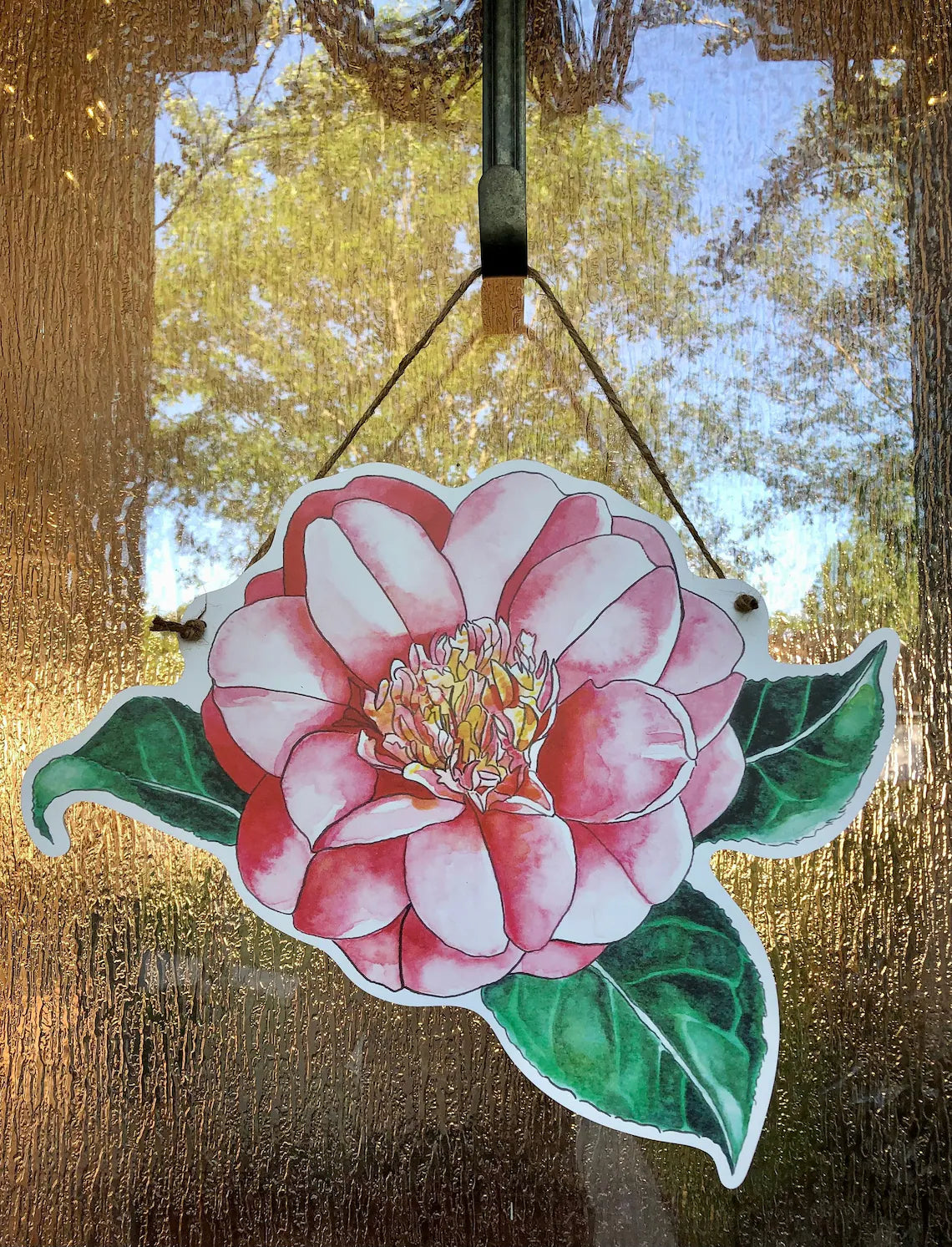 Camellia Floral Door Hanger - Elegant Home Decor for Front Door, Bedroom, or Nursery - Perfect for Spring, Summer, and Holiday Decorations