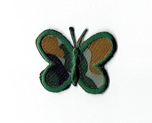 Camo Butterfly Embroidered Iron On Patch for Jackets, Hats & Backpacks - Military Style DIY Sew On Applique for Clothing & Accessories