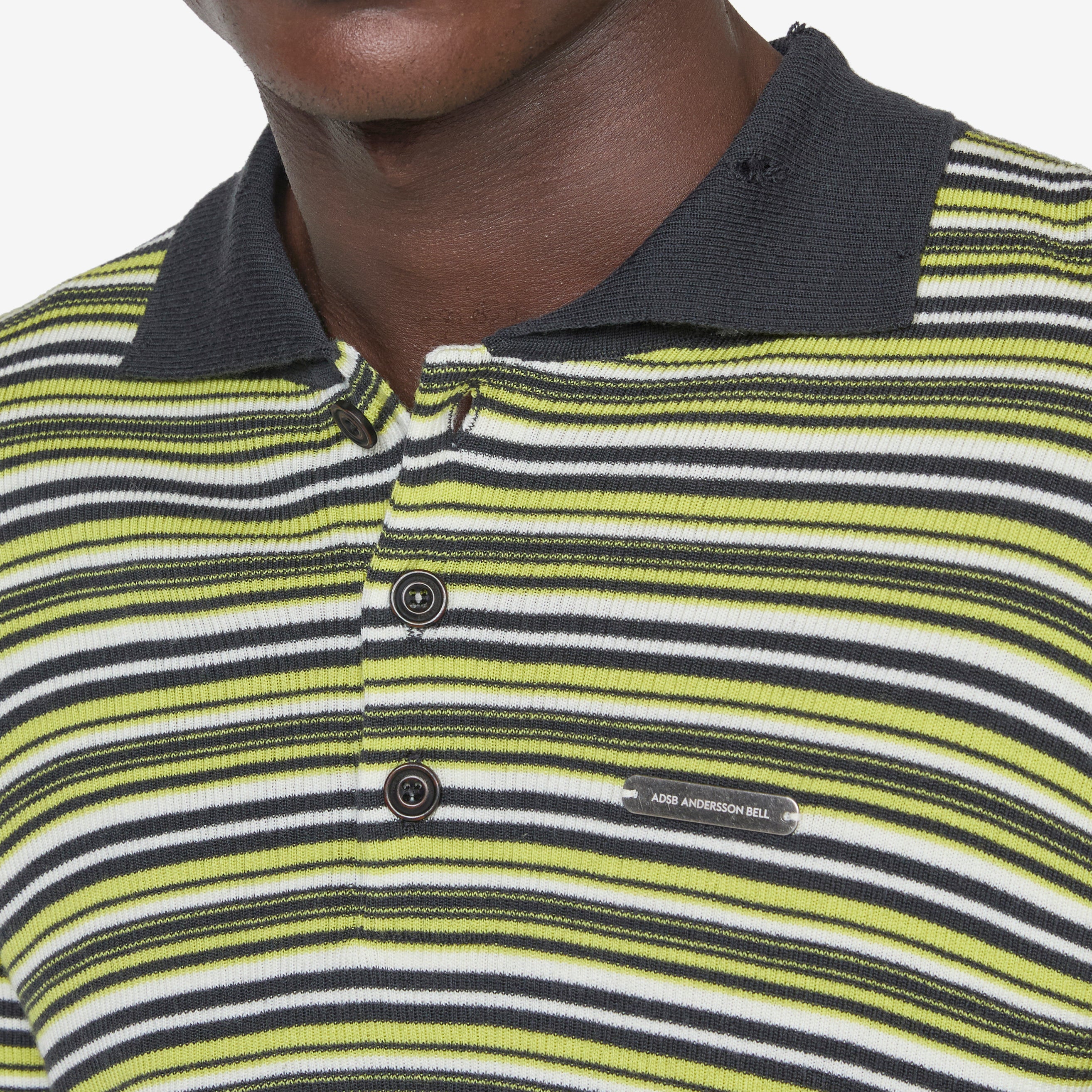 Premium Stripe Polo Sweater for Men - Charcoal & Lime Color Block Design | Casual Office Wear & Weekend Outfits