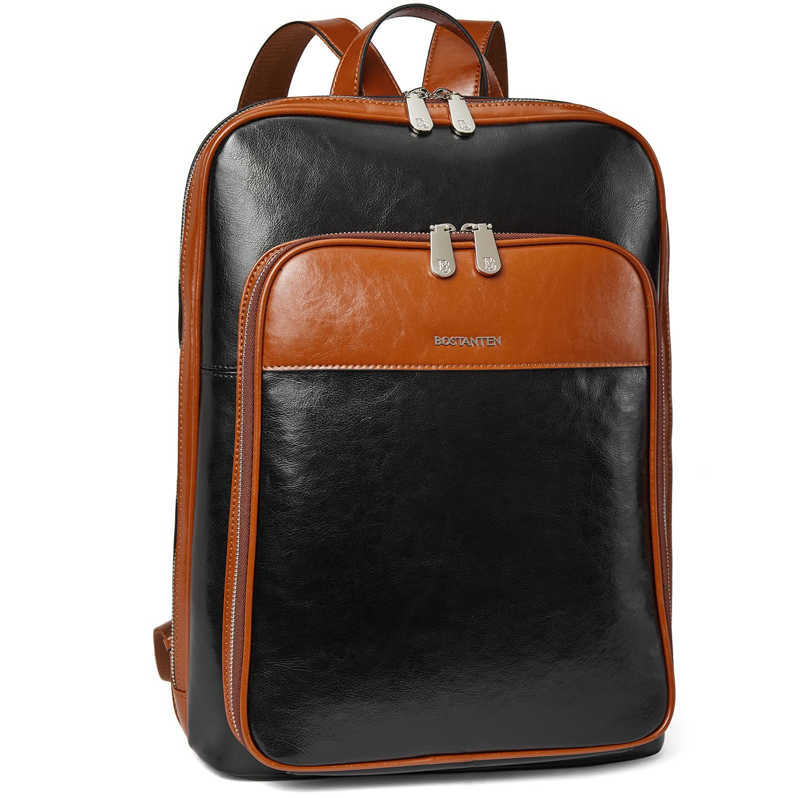 BOSTANTEN Genuine Leather Laptop Backpack for Women - 15.6 Inch Business Travel Backpack, Waterproof Work Bag with USB Charging Port - Perfect for Office, College & Daily Commute