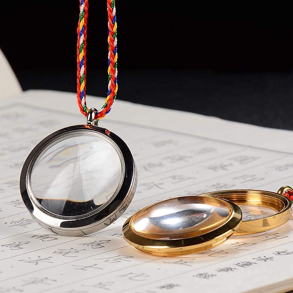 **Silver Magnifying Glass Pendant Necklace - Portable Reading Loupe for Jewelry, Crafts & Close-Up Work - Perfect for Hobbyists, Seniors & DIY Enthusiasts**