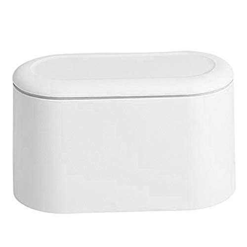 Baoblaze Mini Desktop Trash Can with Lid - Small Creative Waste Bin for Home, Office, Desk - White | Perfect for Workspaces, Bedrooms, and Dorm Rooms