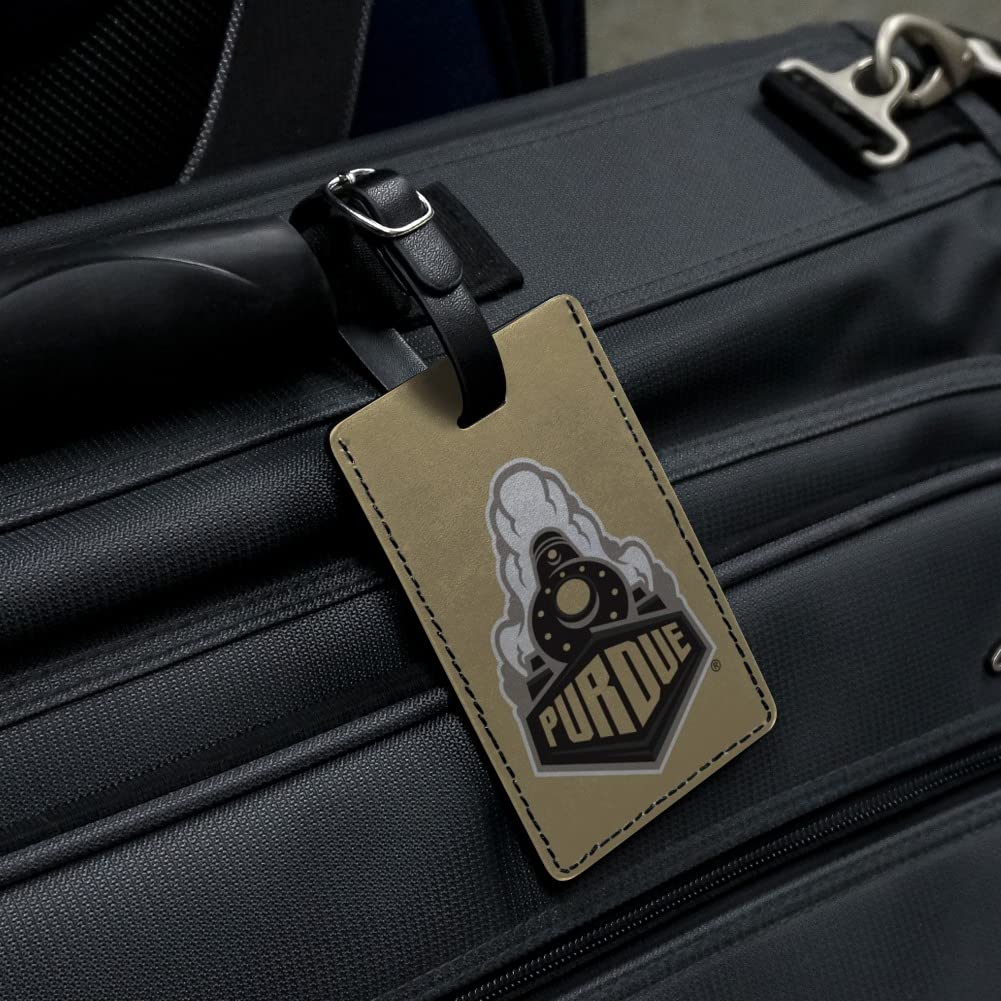 Purdue University Rectangle Leather Luggage Tag - Durable Carry-On ID Card Holder for Suitcases, Backpacks & Travel Bags - Perfect for Business Trips, Vacations & College Campus Use