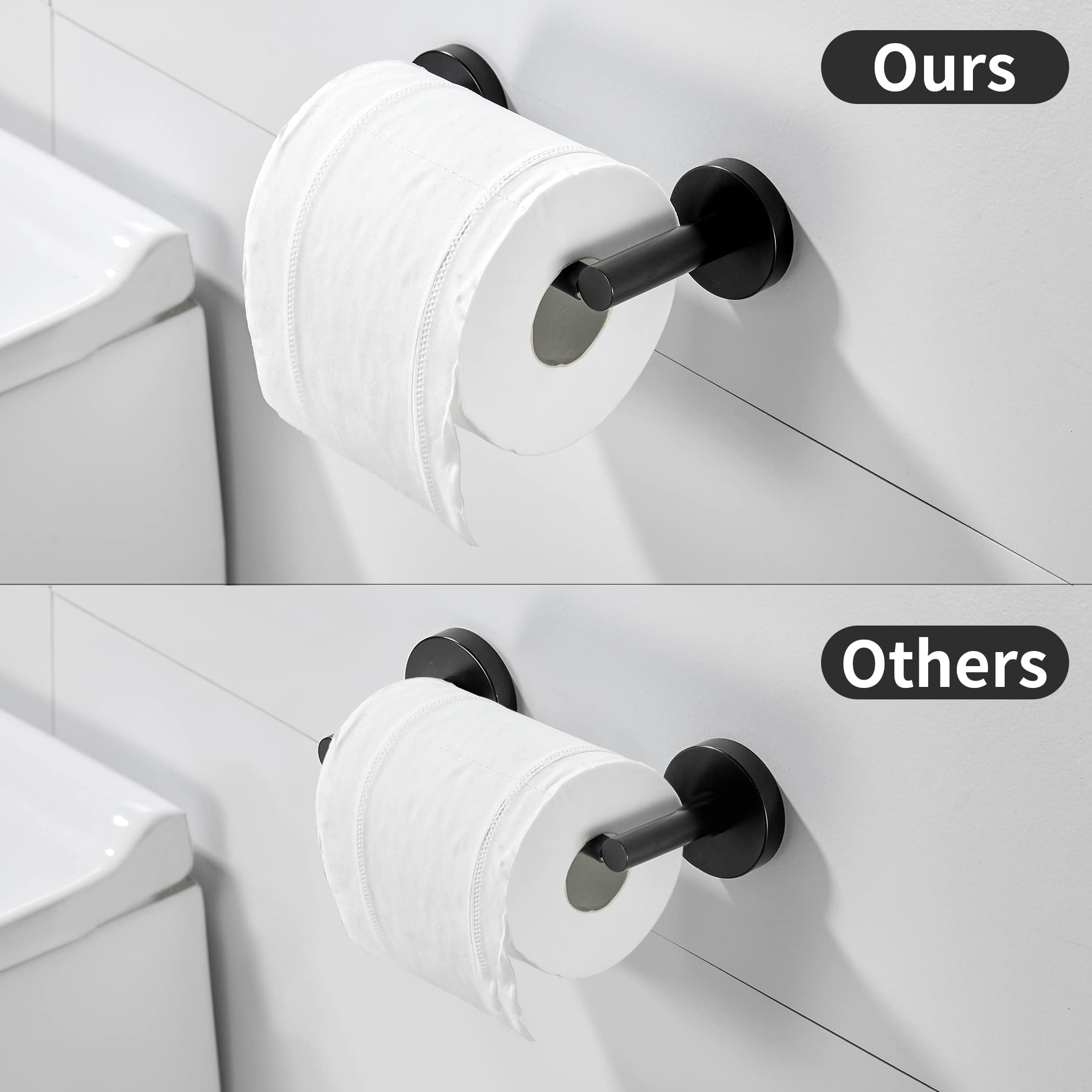 Stainless Steel Toilet Paper Holder & Hand Towel Ring Set - 2-Piece Matte Black Wall Mount Bathroom Accessories for Modern & Luxury Home Decor