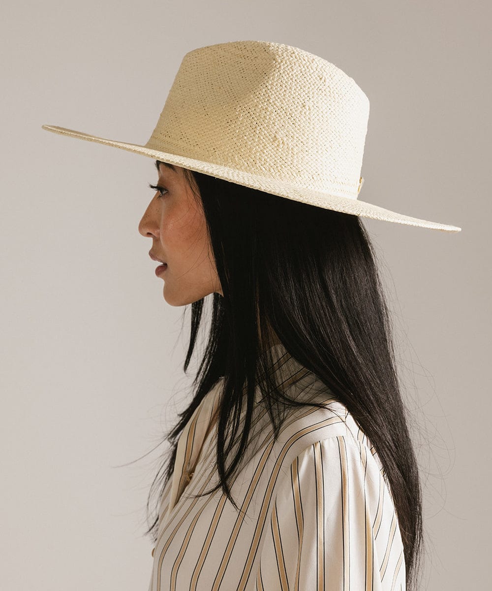 Faye Wide Brim Fedora Straw Hat for Women - Summer Beach Sun Hat with UPF Protection - Perfect for Outdoor, Travel, and Vacation
