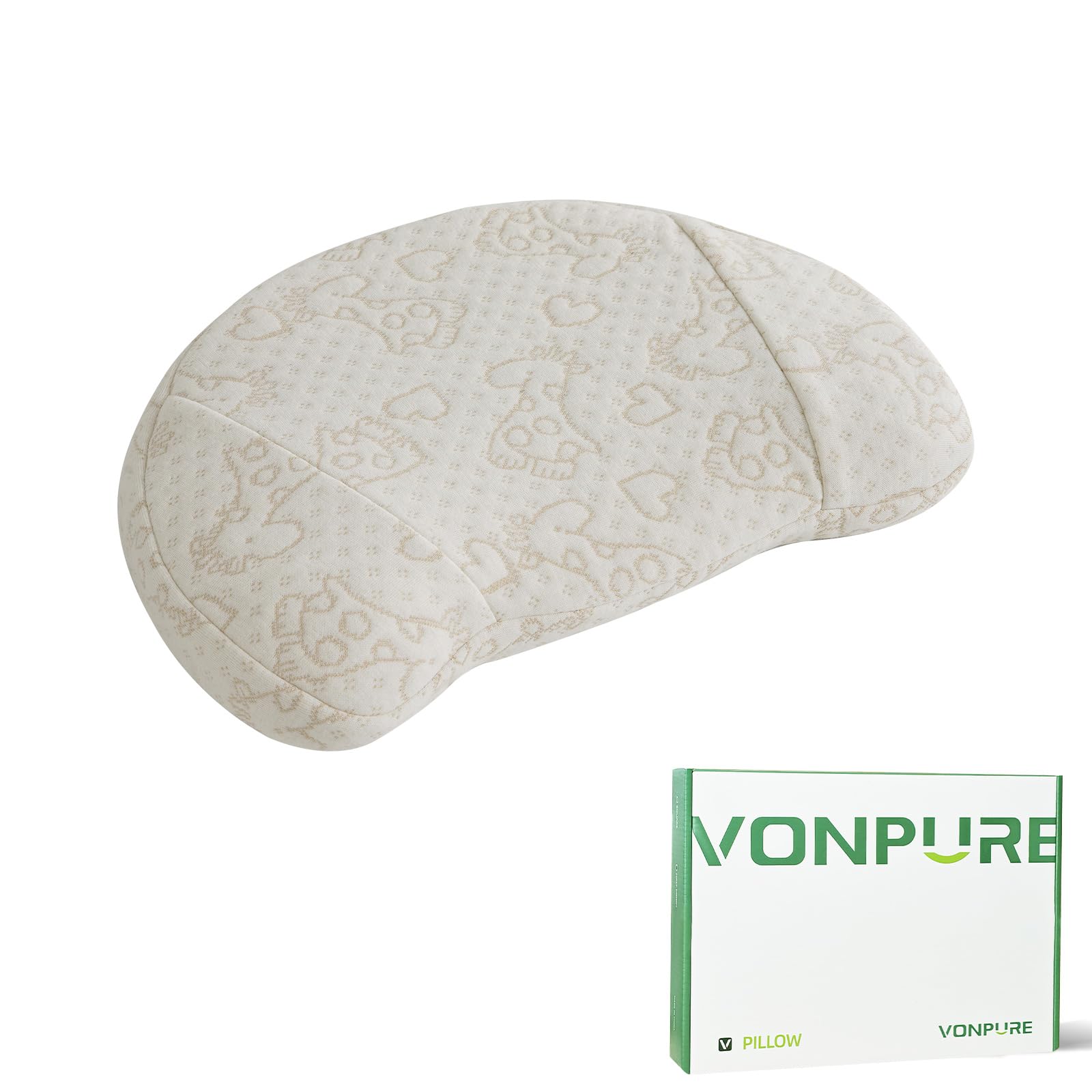 U-Shaped Kids Pillow for Toddlers - Soft White Travel & Nursery Pillow (12.2