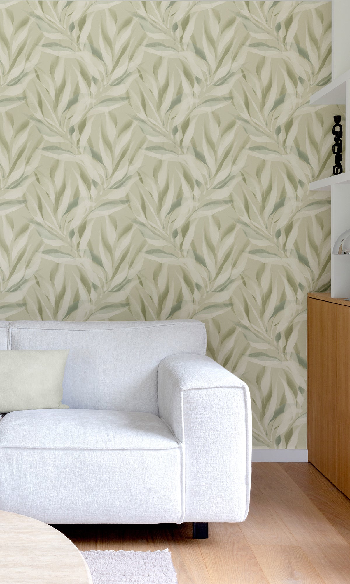 Bud Green Allover Dracaena Leaves Peel and Stick Wallpaper R9739 - Self-Adhesive Removable Wallpaper for Living Room, Bedroom, Nursery Decor