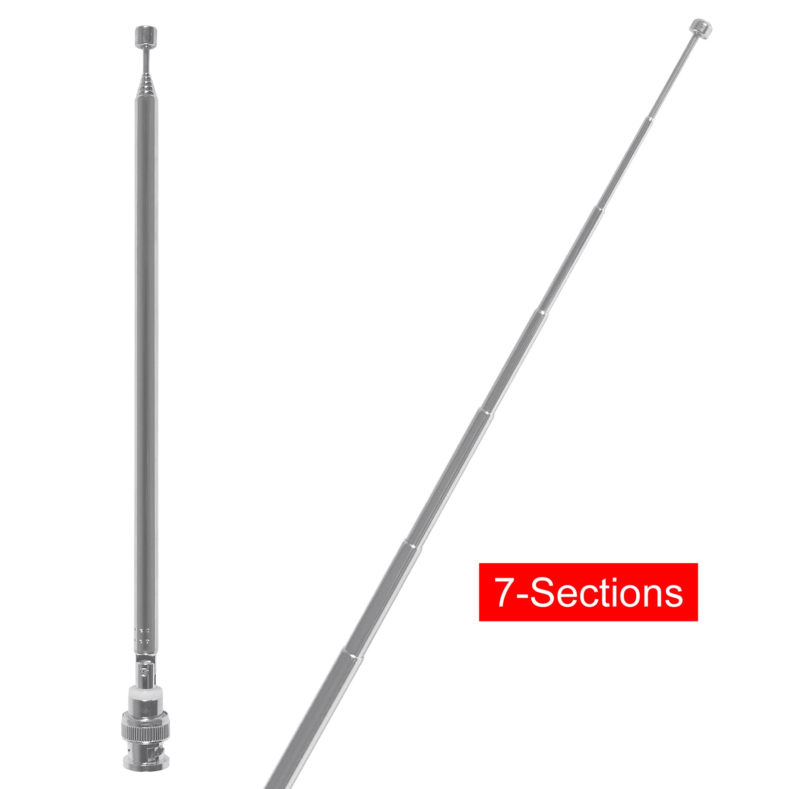 2-Pack Police Radio Scanner Antennas - BNC Male 7-Section Telescopic 20-1300MHz for Two Way Radios, Walkie Talkies & Emergency Communication - Ideal for Law Enforcement, Security & Outdoor Adventures