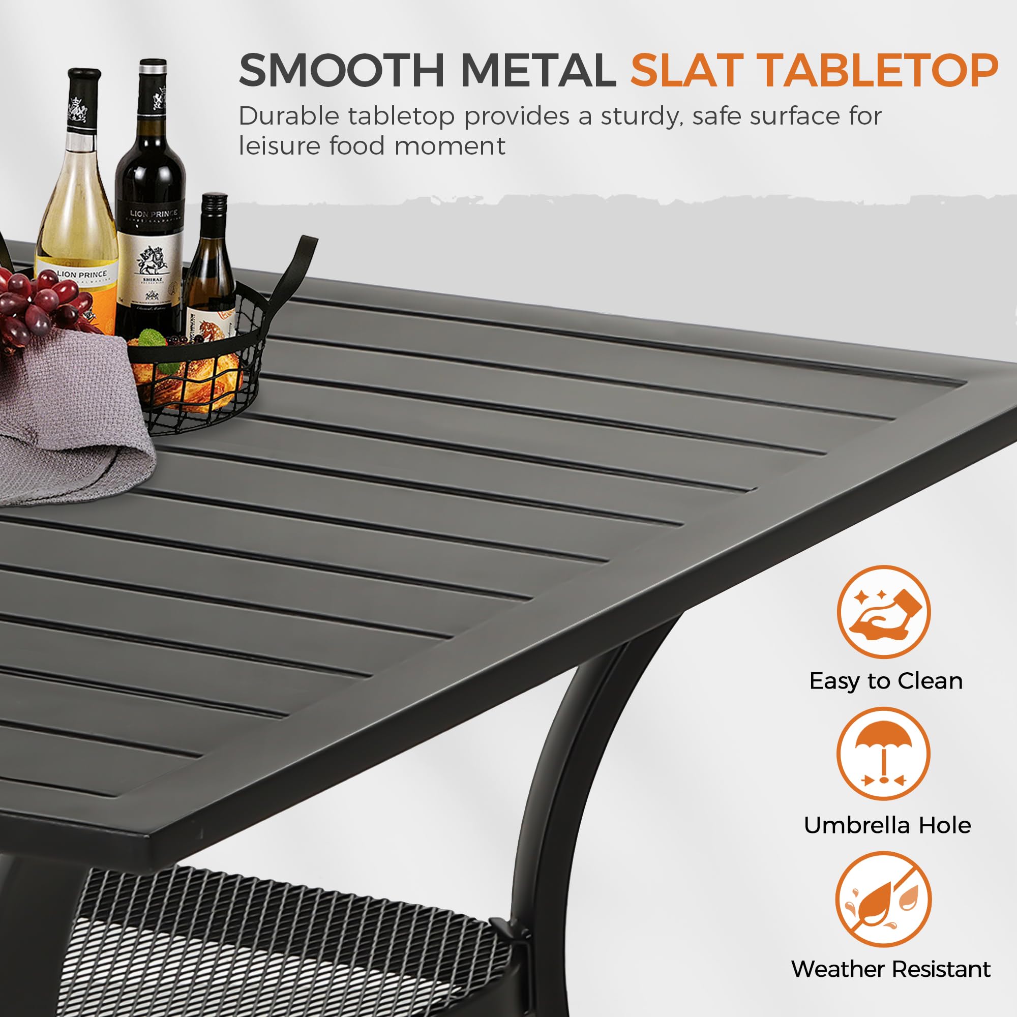 Crownland 5-Piece Outdoor Dining Set - 4 Stackable Metal Chairs & Square Patio Table with 1.57