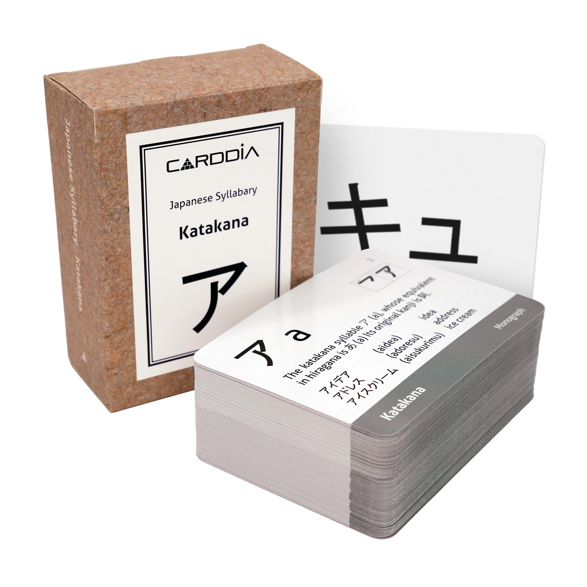 CARDDIA Japanese Hiragana & Katakana Flash Cards with Vocabulary - Beginner Learning Set for Language Study, Travel & Anime Enthusiasts