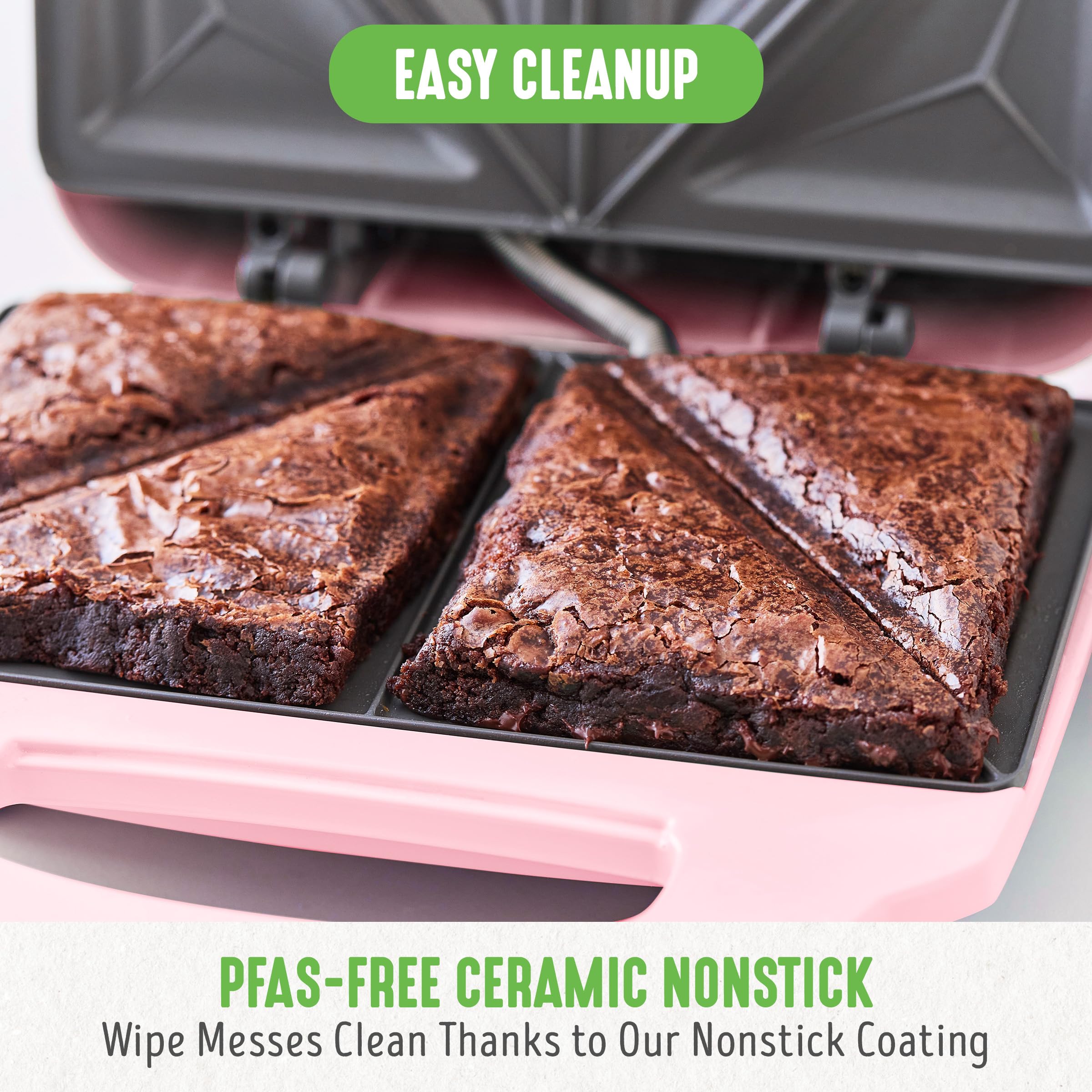 GreenLife Pro Electric Panini Press Grill & Sandwich Maker - Healthy Ceramic Nonstick Plates, PFAS-Free, Easy Indicator Light, Compact Countertop Design - Perfect for Home, Office, Dorm & Camping (Pink)