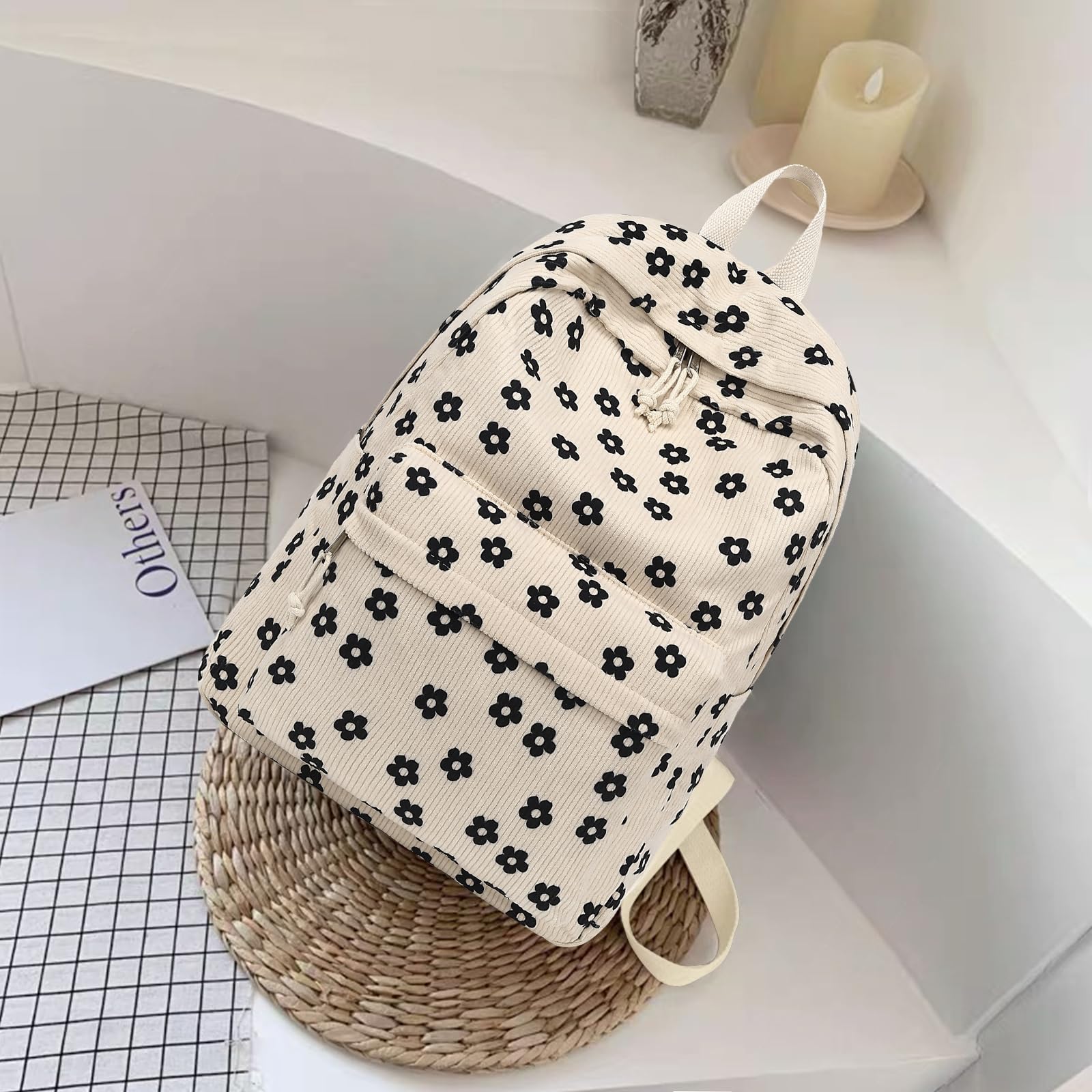 Bluboon Corduroy Backpack for Girls - School, Travel & Laptop Use