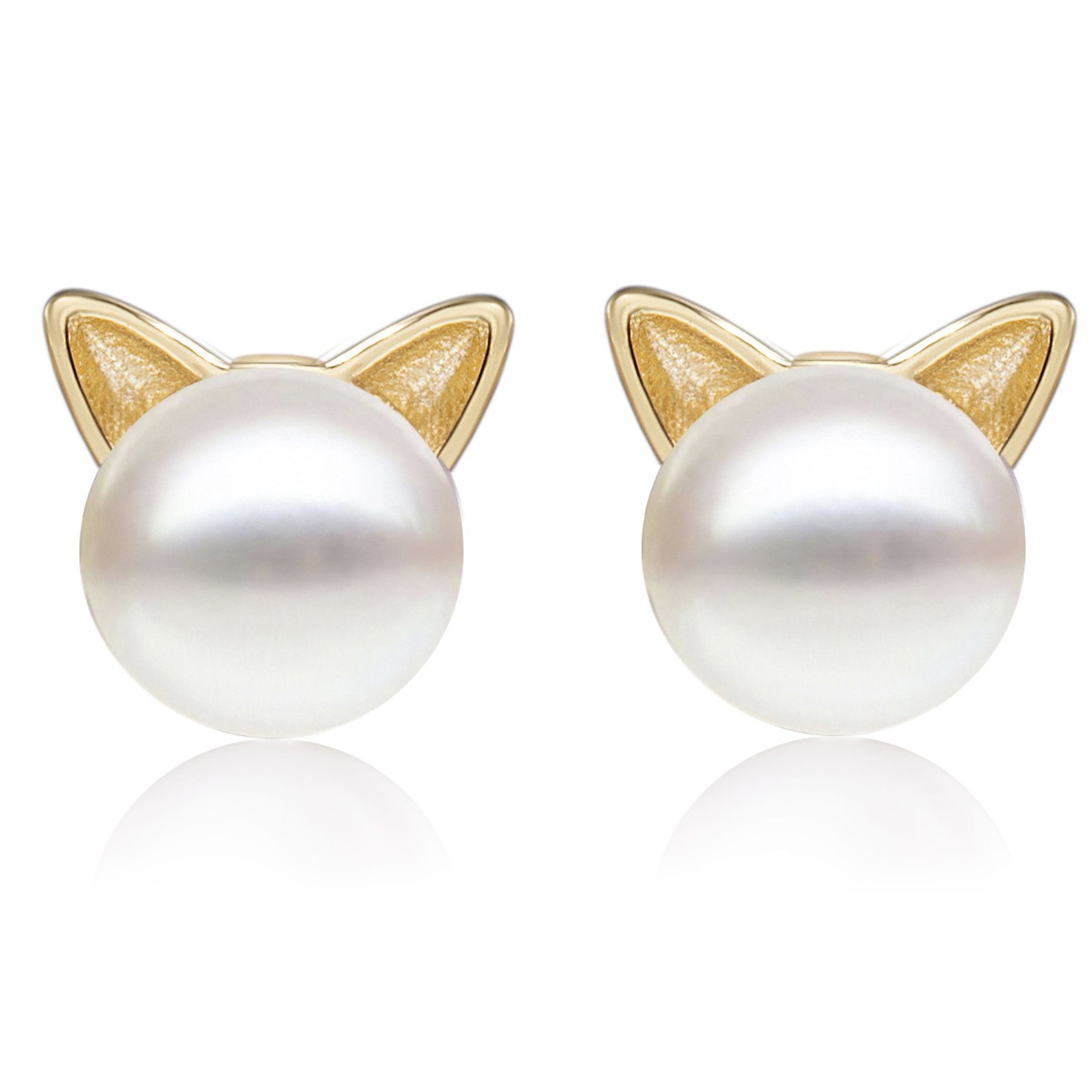 Elegant S.Leaf Sterling Silver Cat Earrings with Pearl Accents - Perfect Cat Lover Jewelry & Memorial Gifts for Women | Ideal for Daily Wear, Special Occasions & Cat-Themed Events